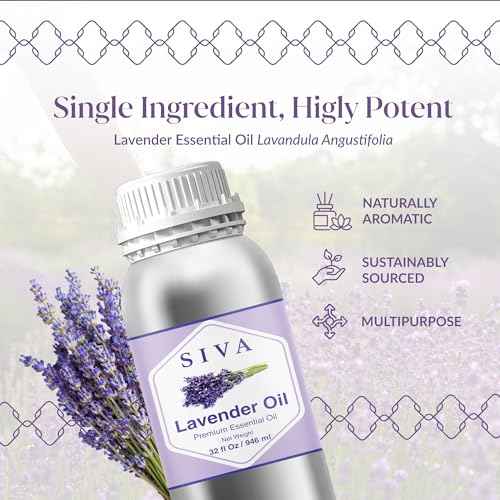 Siva Lavender Essential Oil ? 32 Fl Oz ? 100% Natural Lavender Oil - for Diffuser, Hair Care, Face, Skin Care, Aromatherapy, Scalp and Body Massage, Soap and Candle Making