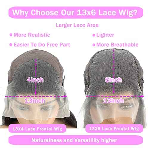 13x6 Lace Front Wigs Human Hair Pre Plucked 180 Density 24 Inch Straight Lace Front Wigs HD Lace Frontal Wigs for Women Natural Black with Baby Hair Glueless Wigs