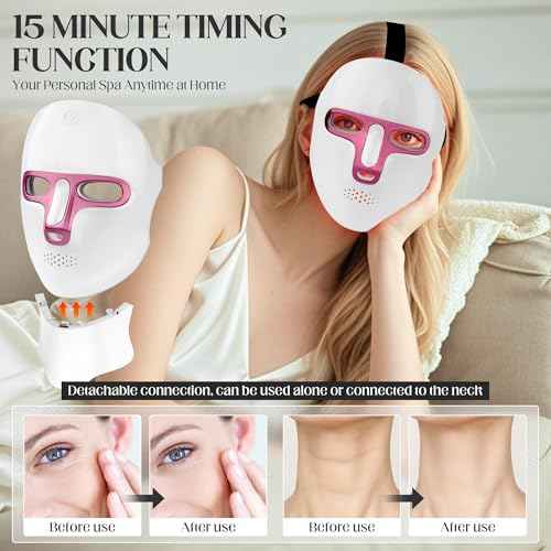 Red Light Therapy Mask for Face & Neck, LED Face Light Therapy, Portable Skincare Set Suitable for At-Home and Travel Skincare, Brightens Skin Tone and Revitalizes Skin