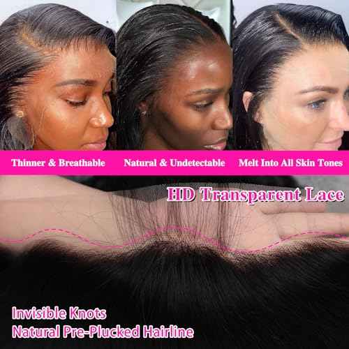 13x4 Lace Front Wigs Human Hair Pre Plucked 26 Inch Body Wave HD Lace Front Wigs Human Hair Natural Color 180% Density Glueless Wig 100% Virgin Human Hair with Baby Hair for Women