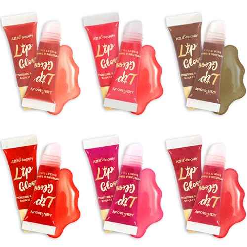 AZEN 60 Pack Lip Gloss Set, Color Lip Oil for Dry Cracked Lips Moisturizing Hydrating Nourishing with Vitamin E