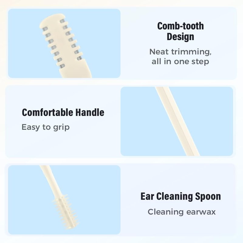Mustowl 2-in-1 Nasal Hair Cutter, 2025 Professional Nose Hair Trimmer with 360° Rotation & Ear Picker, Dual-Blade Manual Nasal Grooming Tool with Soft Cleaning Brush for Men and Women (Blue, 3 PCS)