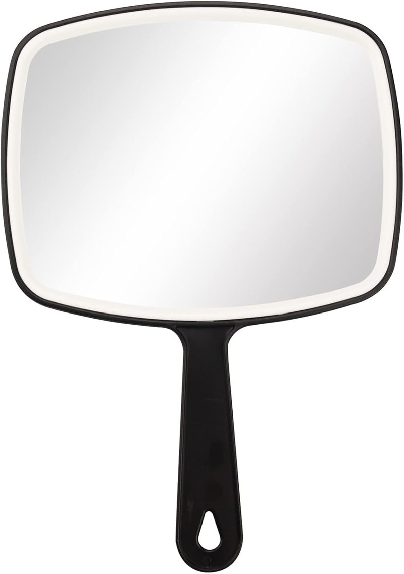Nutair Hand Mirror, Handheld Vanity Mirror with Hanging Hole in Handle Black 7.4" W x 10.4" L