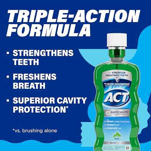 ACT Anticavity Fluoride Mouthwash with Zero Alcohol, Prevents Cavities, Freshens Breath & Strengthens Teeth, Mint Flavor, 18 fl. oz., 2 pk
