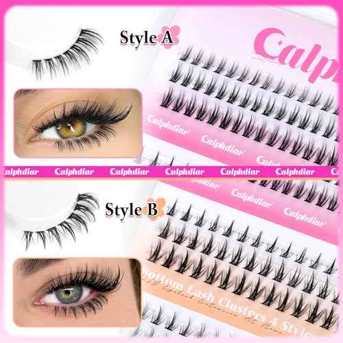 calphdiar Bottom Lash Clusters Kit DIY Eyelash Extensions 4 Styles Bottom Lashes Extension Kit Wispy Lower Eyelash Clusters Kit 5-7mm Natural Individual Lashes 225Pcs for Bottom Lash Extension