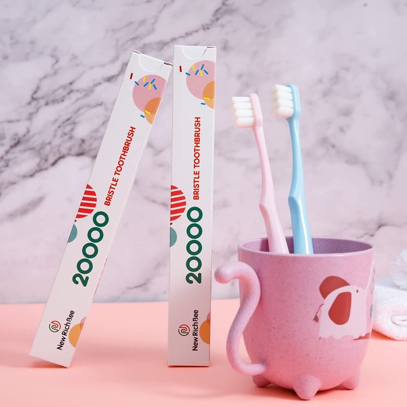 newrichbee [Upgrade Version] 4 Pack Micro Nano Extra Soft Toothbrush with Cover,20000 Soft Bristle Toothbrush for Sensitive Teeth or Gum,Especially for Pregnant or Elderly.