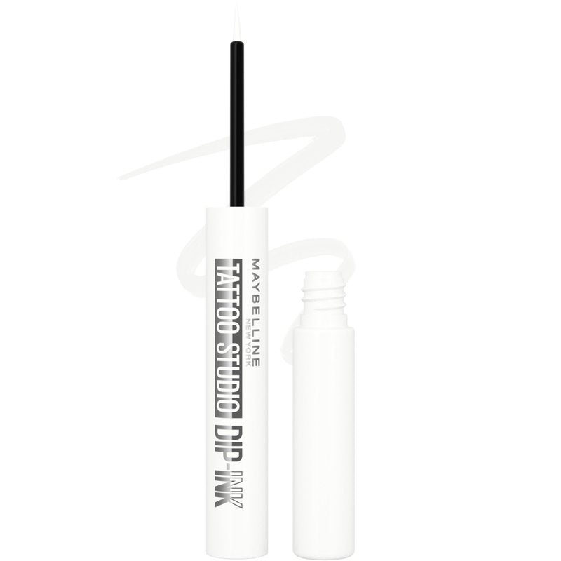 MAYBELLINE Tattoo Studio Dip-Ink Liquid Eyeliner, Waterproof Eyeliner With Up to 24 Hour Wear, White Canvas, 1 Count