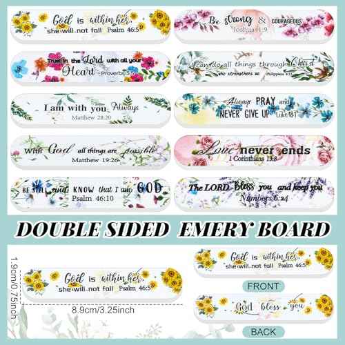 50 Pack Christian Gifts for Women Bulk Church Bible Verse Nail Files Floral Scripture Emery Boards Christian Religious Gift Nail Files for Employee Appreciation Teacher Staff Coworkers Women