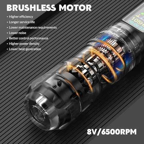 WORMHOLE PRO Tattoo Gun Kit Wireless Tattoo Machine 2 Batteries 1,800mAh Power Supply, Smart Tattoo Pen, 20PCS Tattoo Needles with Extra Battery RCA Jack Part, Brushless Motor, 7 Strokes Length