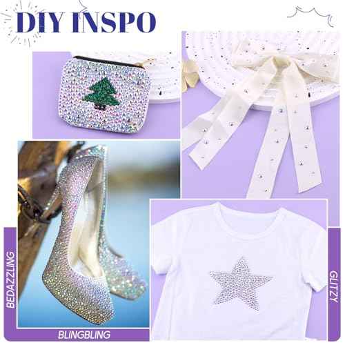 6800Pcs Hotfix Rhinestones for Clothing, Crystal AB 2-5mm Mixed Sizes Iron On Flatback Glass Gems, Bedazzling Crystals Rhinestones for Crafting Hats Shoes Fabric Decor Nail Art