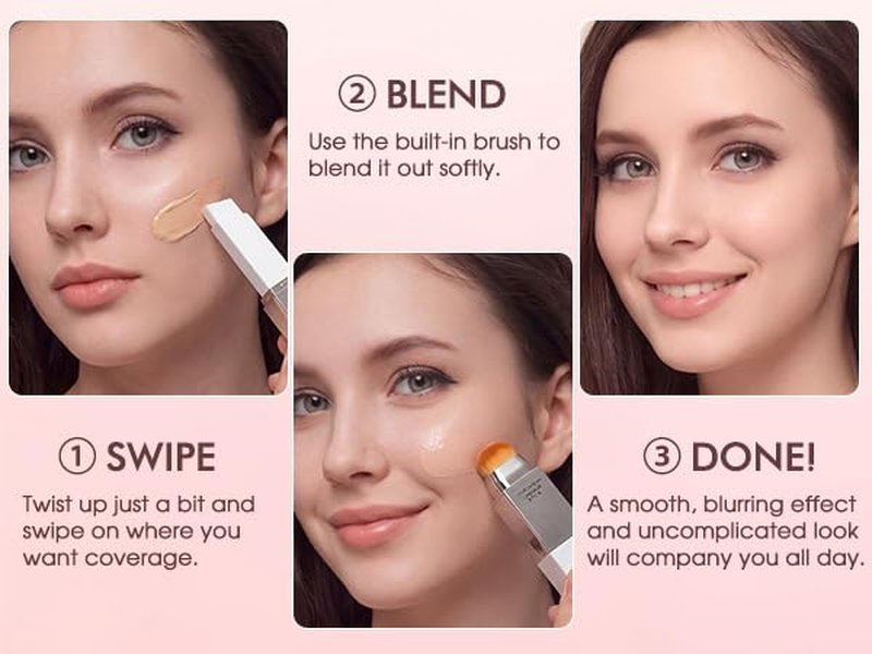 Color Changing Foundation Stick - 2 in 1 Korean Makeup with Brush | Moisturizing Full Coverage (Fair)