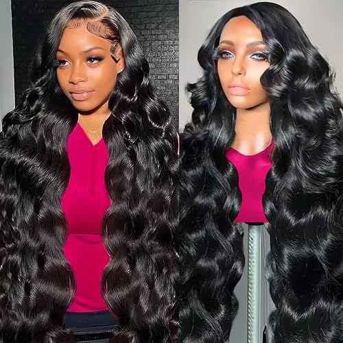 13x6 Body Wave Wigs for Women 220% Density Lace Frontal Wig Human Hair Pre Plucked Body Wave Glueless Lace Front Wig Human Hair Natural Color Wigs (18inch)