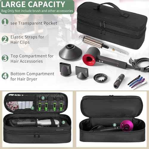 Double Layer Travel Carrying Case Compatible with Shark Flexstyle, Storage Case for Revlon One-Step Hair Dryer and Volumizer Hot Air Brush Portable Organizer Bag for Dyson Airwrap Styler