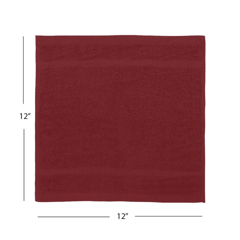 Avalon Towels Cotton Washcloths – (Pack of 48) Size 12x12 Inches, 100% Ring Spun Cotton, Soft & Absorbent Face Towels, Gym Towels, Hotel and Spa Quality, Reusable Fingertip Towels (Red)