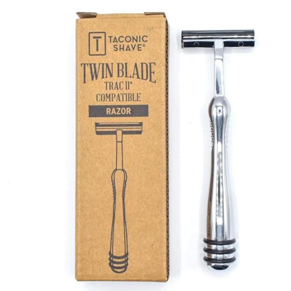 Taconic Shave Twin Blade Cartridge Razor - Heavyweight All Metal Non-Pivoting Design | 10 Cartridges Included