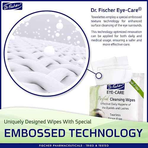 Dr. Fischer Eye Wipes - Hypoallergenic Eyelid Wipes for Everyday Eye Cleansing and Gentle Makeup Remover. (6 packs of 30 wipes each)