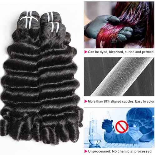 15A Burmese Deep Wave Bundles Human Hair 28 Inch 1 Bundle Tangle Free Unprocessed Brazilian Virgin Hair Weft with Spiral Curly End for Women Deep Wave Human Hair Weft Extensions