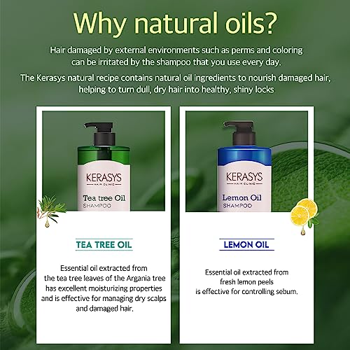 Kerasys Hair Clinic Tea Tree Oil 33.8 fl oz / 1L (Shampoo + Conditioner Set)
