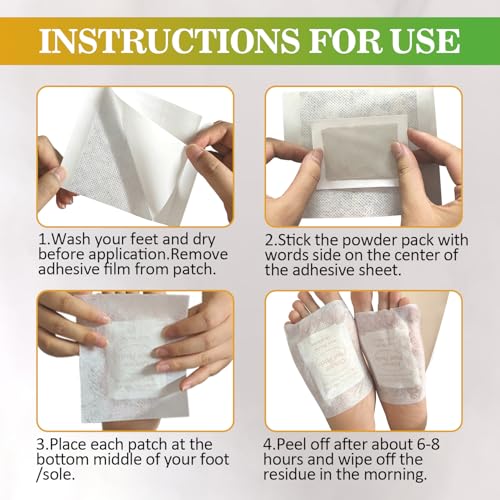 122 Pads Foot Pads Natural Turmeric & Ginger, Wormwood, Bamboo Vinegar, Included 62Pads Goodnight Patches and 62 Adhesive Sheets