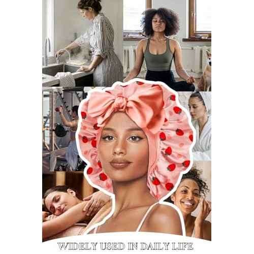 Double Layer Silk Bonnet with Tie Satin Lined Sleep Cap Hair Cover for Women's Curly Natural Hair