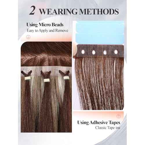 Micro Bead Weft Hair Extensions PU Invisible Weft Human Hair Extensions Seamless Real Human Hair Highlight Blonde 9A/P60 Dual-Use No Tape in Weft in Hair Extension for Women(40g 4Pcs,22 Inch)