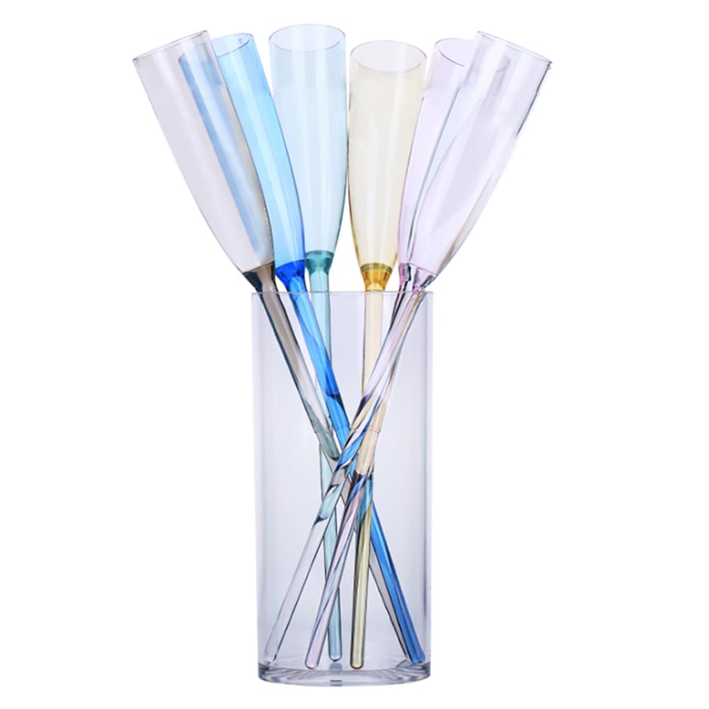 Hemoton Acrylic Flute Set - Unbreakable Flutes, Baseless Wine Glass With Holder, Whiskey Tumbler, Cocktail Drinking Cup for Party Wedding, 175ML