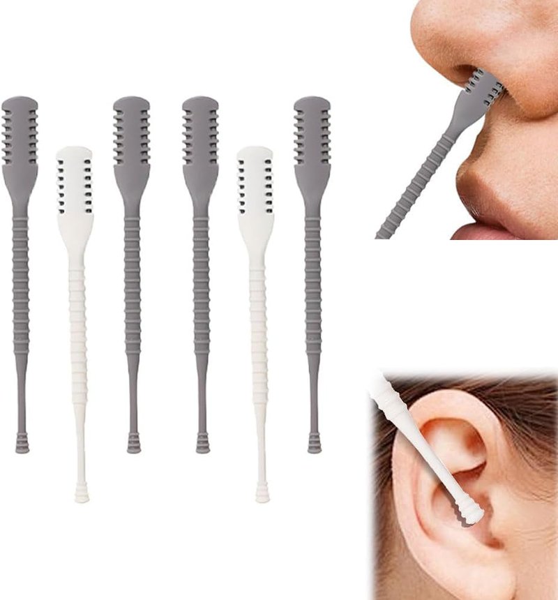 Nasal Hair Cutter - 2-in-1 Double-Sided Nose Trimmer Tool for Men & Women | 360° Nostril Hair Remover with Soft Cleaning Brush (3 Pcs)