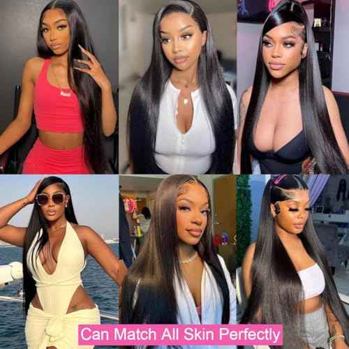 BELE 13x4 Lace Front Wigs Human Hair 24 Inch 200% Density Pre Plucked Brazilian Virgin Straight Skinlike Real Hd Lace Frontal Wigs Human Hair Glueless Straight Lace Front Wigs for Women Natural Color
