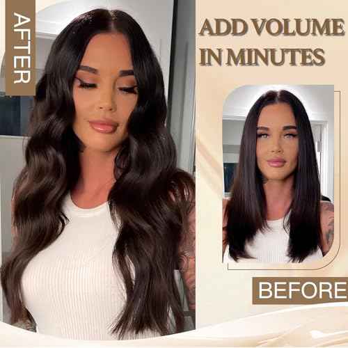 Sunfly Human Hair Clip in Extensions 120g 16 inch Dark Brown Silk Straight Real Hair Clip in Human Hair Extensions 7 Pcs Full Head