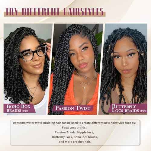 Dansama Passion Twist Hair Water Wave Braiding Hair for Butterfly Style Crochet Braids Bohemian Hair Extensions (18inch (Pack of 6), T1B/27, Economy Pack)