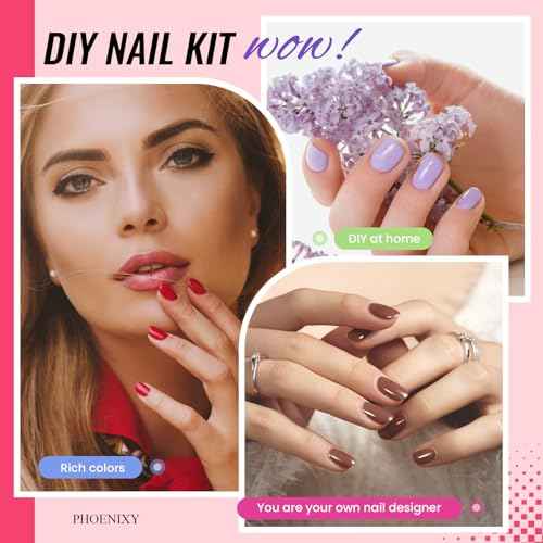 PHOENIXY 53 Pcs Gel Nail Polish Kit with U V light and Drill, 35 Colours Gel Polish with 5 Pcs Base Top Coat Manicure Starter Nail Polish Set Christmas Gifts for Women ST9014