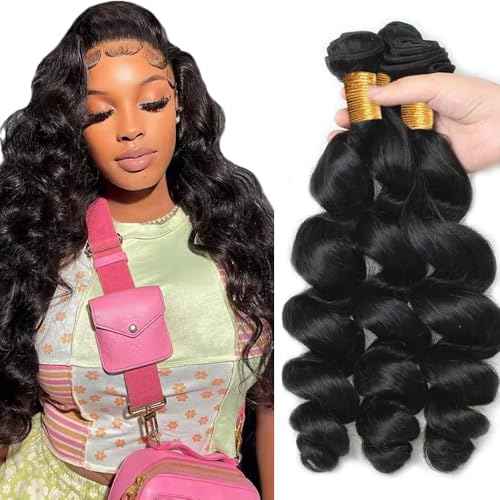 30 32 34 Inch Loose Wave Bundles Unprocessed Brazilian Virgin Remy Hair Extensions Natural Color Loose Wave Bundles Human Hair Weave