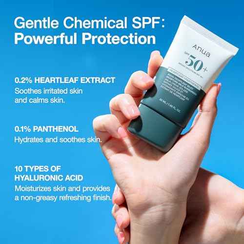 Anua Heartleaf Silky Moisture Mild Sunscreen, Broad Spectrum SPF 50+ with Moisturizing Formula, Lightweight Korean Sunscreen, Natural finish, Vegan, korean skin care 50ml / 1.69 fl. oz.