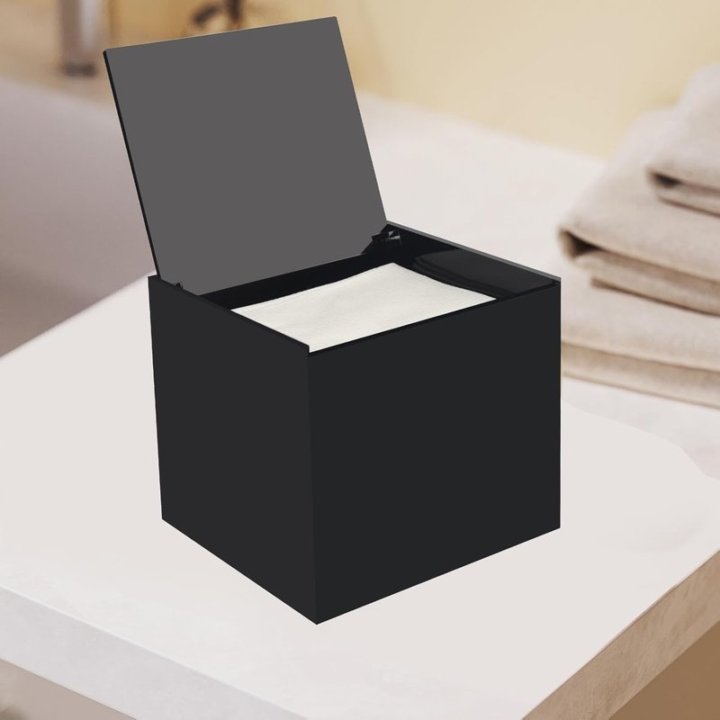 Disposable Face Towel Storage Box - Acrylic Holder for XL Facial Towels | Sleek Black Design