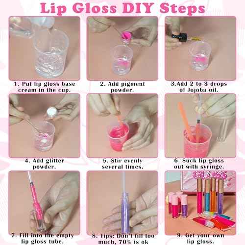 BRIPATI DIY Lip Gloss Making Kit, DIY Lip Glosses Set to Make Your Own Lip Stick, Fun Craft Makeup Lipglosses, All-Inclusive Moisturizing Handmade Lip Glaze Supplies Set for Beginner Women Girls