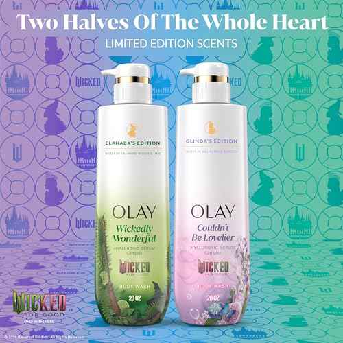 Olay Body Wash for Women, Couldn't Be Lovelier Glinda's Edition, Intensely Hydrating & Renewing, Pro-Hyaluronic Acid Serum with Vitamin B3, For All Skin Types, Raspberry & Bubbles Scent, 20 fl oz
