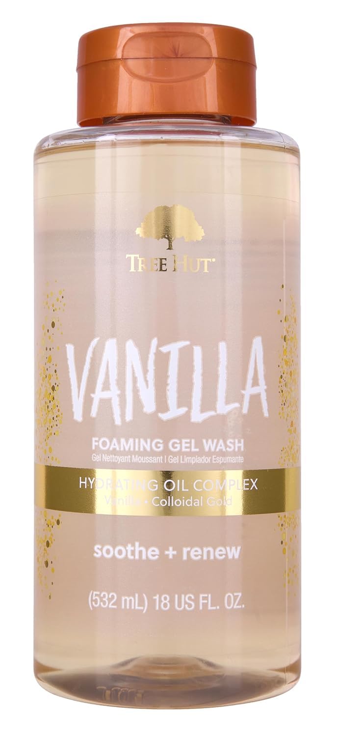 Tree Hut Vanilla Body Wash, Hydrating & Moisturizing Shower Gel with Shea Butter & Essential Oils, Soft Smooth Glowing Skin, Gentle Cleanser For All Skin Types, Self Care Gifts for Women, 18 Fl Oz