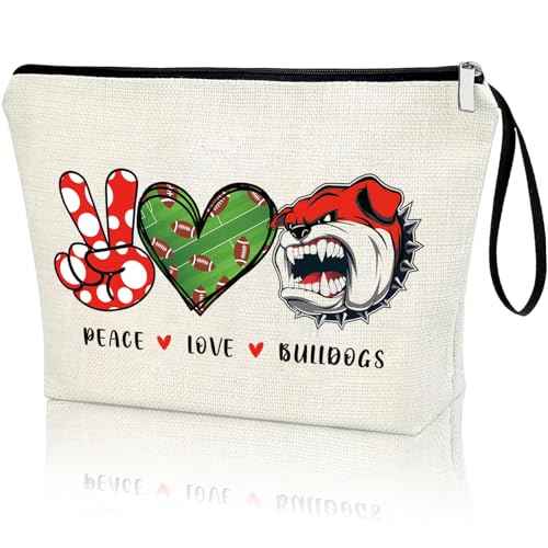 Bulldogs Lover Gift Makeup Bag Gift for Bulldogs Lover Football Basketball Sports Gift Merch Bulldog Spirit Peace Love Bulldogs