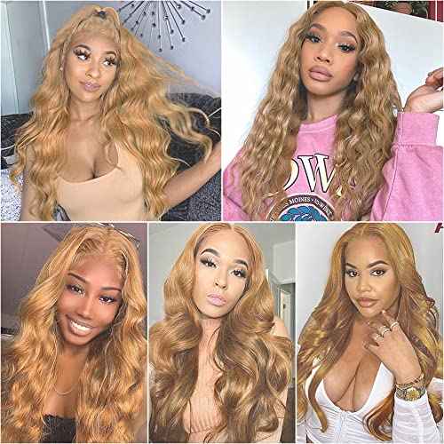 Blonde Bundles Human Hair Body Wave Bundles 14 16 18 Inch P27/613 Honey Blonde Body Wave Bundle Unprocessed Brazilian Virgin Weave Hair 3 Bundle 50 Gram Per Bundle