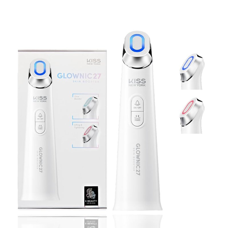 KISS NEW YORK GLOWNIC27 Facial Beauty Device, Microcurrent Glass Glow Skin Booster for Enhancing Korean Skin Care Absorption and Ability to Lift, Improves Hydration Barrier, Elasticity, Even Tone
