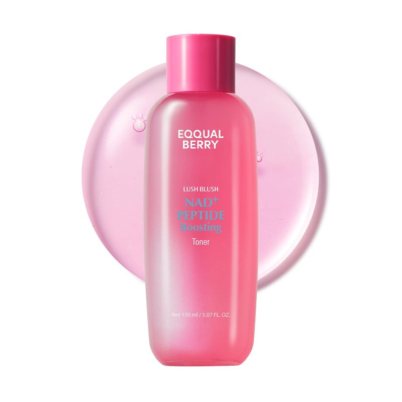 EQQUALBERRY NAD+ Peptide Boosting Toner - Anti-Aging Hydrating Face Toner with 5% NAD+ & 13 Peptides | Firming Pink Toner for Sagging Skin (5.07 fl. oz / 150ml)
