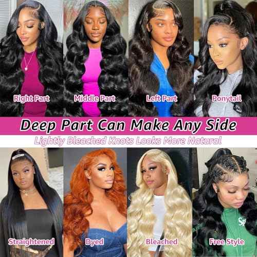 13x6 Body Wave Lace Front Wigs Human Hair Pre Plucked 200 Density HD Transparent Lace Frontal Wigs Human Hair for Women 26 Inch Glueless Wigs with Baby Hair