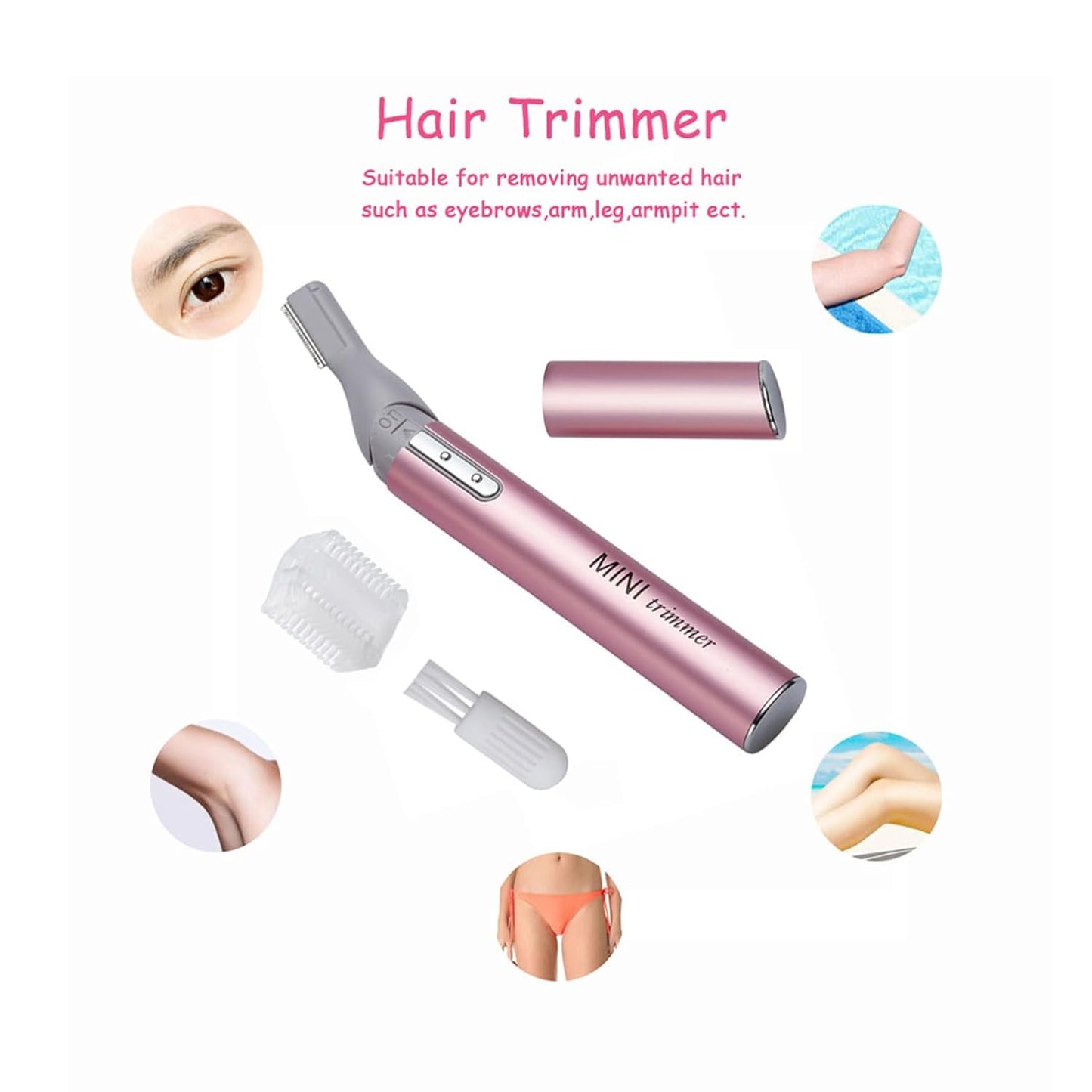 Skiennix Mini Rotatable Lady Shaver - Electric Bikini & Facial Precision Trimmer Kit | Battery Operated Hair Remover