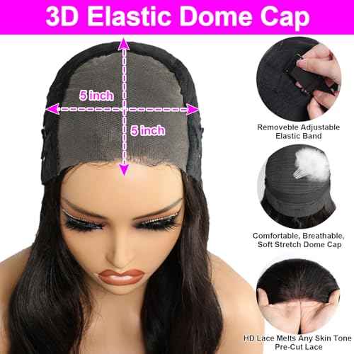 IWISH 5x5 Glueless Human Hair Wig Straight 20 Inch Wear and Go Wigs for Women Pre Plucked HD Lace Front Wigs Human Hair 210 Density