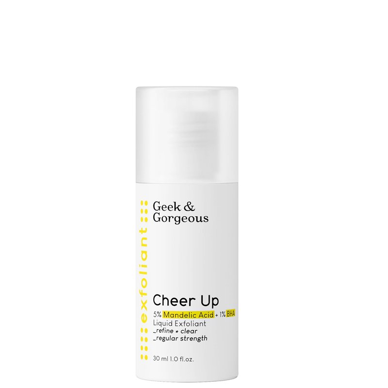 Geek & Gorgeous – Cheer Up – Exfoliating Liquid with Mandelic Acid (AHA) & Salicylic Acid (BHA) – Helps Refine Pores, Balance Oil & Improve Skin Texture – For Oily & Combination Skin – 1 oz