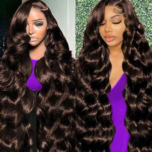 Chocolate Brown Lace Front Wig Human Hair 13x6 Transparent Brown Body Wave Lace Front Wigs Pre Plucked with Baby Hd Lace Wig Colored Frontal Wigs Human Hair for Women 20Inch