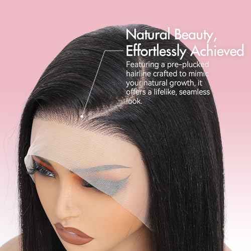 13x4 HD Lace Front Wigs Human Hair Straight Wigs for Black Women - 220% Density, Pre-Plucked Natural Hairline & Glueless Design for Effortless Style, 22 Inch