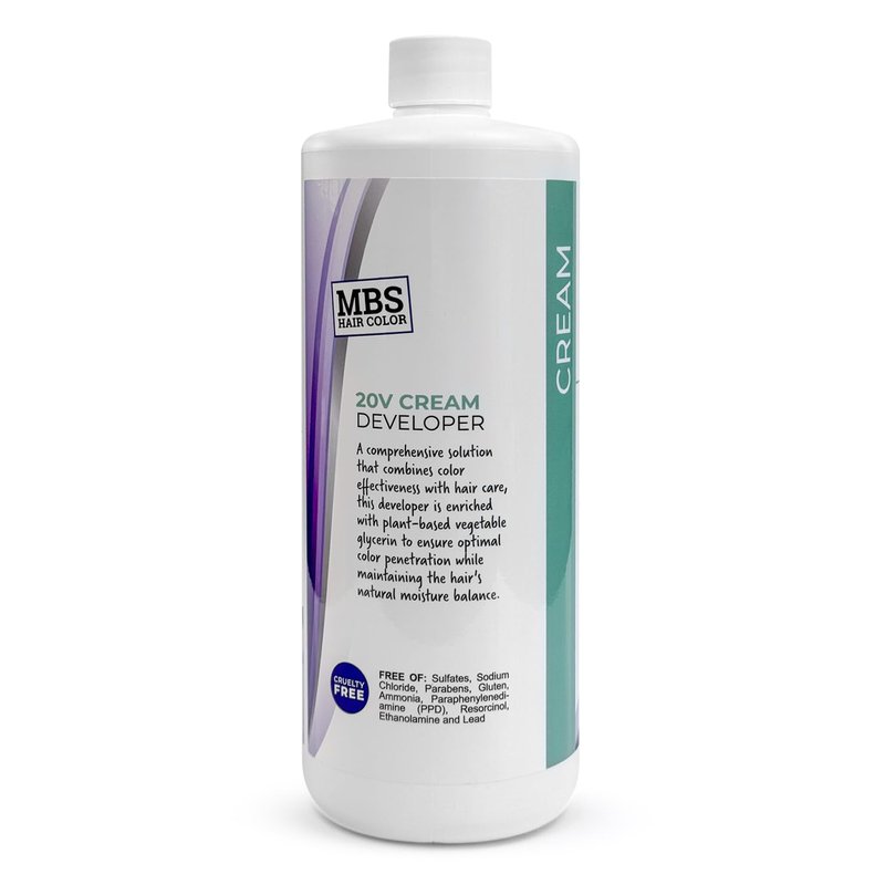 20 Volume Cream Developer (32 oz) - 6% Hydrogen Peroxide Moisture-Infused Formula with Vegetable Glycerin for Vibrant, Long-Lasting Hair Color