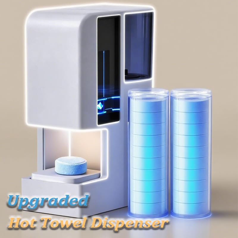 **5s Fast Hot Towel Dispenser - 500ml Auto-Dry Heater with Constant 55°C | Includes 40 Compressed Towels**