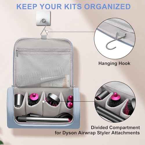 Hair Dryer Travel Case, Portable Hairdryer Storage Bag with Hanging Hook, Waterproof Hair Dryers Organizer Bags